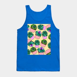Cactus Print Pattern on a Yellow Background Tank Top